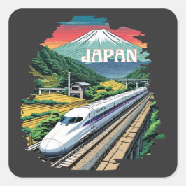 Japanse kogeltrein en de berg Fuji Vierkante Sticker