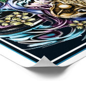 Japanse Koi-afdruk op zwarte achtergrond Poster (Hoek)