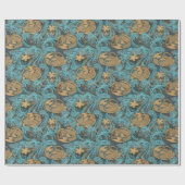 Japanse Koi Carp Blauwgroen Cadeaupapier (Vlak)