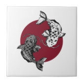 Japanse Koi Carp Circle Red Tegeltje (Voorkant)
