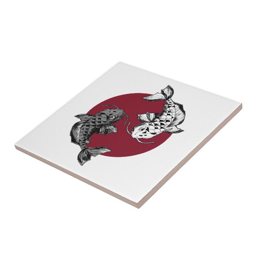 Japanse Koi Carp Circle Red Tegeltje (Zijkant)