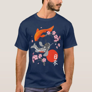 Japanse Koi Carp Fish Nishikigoi Fish Sakura Cher T-shirt