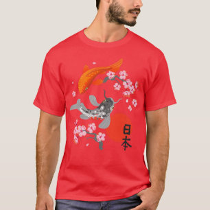 Japanse Koi Carp Fish Nishikigoi Fish Sakura Cher T-shirt