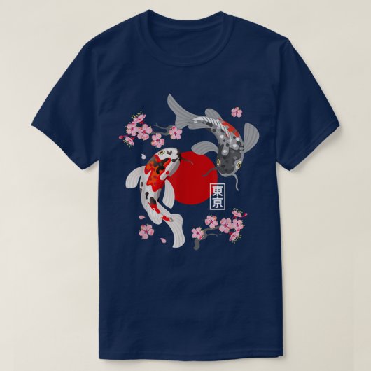 Japanse Koi Carp Fish Sakura Nishikigoi Fish Cher T-shirt (Design voorkant)
