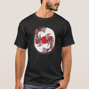 Japanse Koi Carp Japan Flag & Yin Yang Geïnspireer T-shirt
