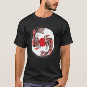 Japanse Koi Carp Japan Flag & Yin Yang Geïnspireer T-shirt