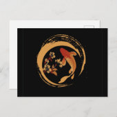 Japanse Koi Carp met Sakura Cherry Blossom Briefkaart (Voorkant / Achterkant)