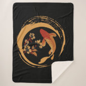 Japanse Koi Carp met Sakura Cherry Blossom Sherpa Deken (Voorkant)
