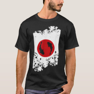 Japanse Koi en Bloemen Vlag T-shirt