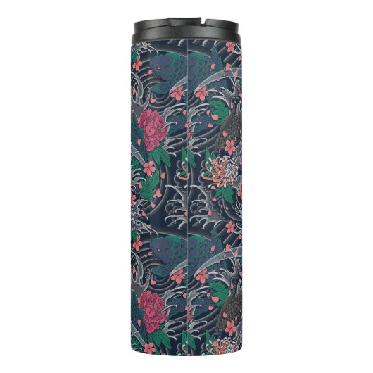 Japanse Koi en Chrysanthema Thermosbeker (Achterkant)