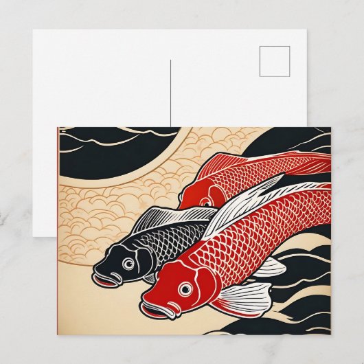  Japanse Koi Fish Briefkaart (Voorkant / Achterkant)