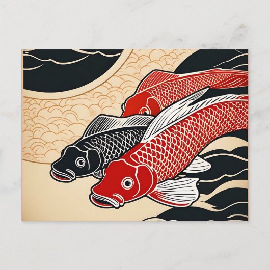 Japanse Koi Fish Briefkaart (Voorkant)