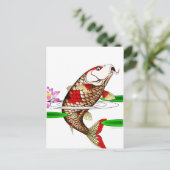 Japanse Koi Fish Carp Water Lily Briefkaart (Staand voorkant)