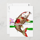 Japanse Koi Fish Carp Water Lily Briefkaart (Voorkant / Achterkant)