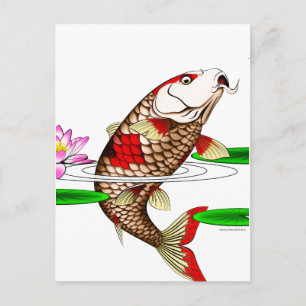 Japanse Koi Fish Carp Water Lily Briefkaart
