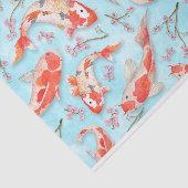 Japanse Koi Fish & Cherry Blossom Branch Pattern Tissuepapier (Detail)
