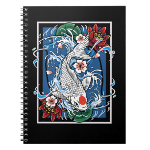 Japanse Koi Fish Cherry Blossom Carp Fishkweek Notitieboek