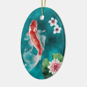 Japanse Koi Fish, Cherry Blossom Japan Kerstmis Keramisch Ornament (Links)