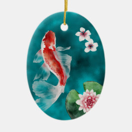 Japanse Koi Fish, Cherry Blossom Japan Kerstmis Keramisch Ornament