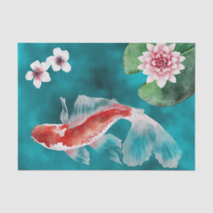 Japanse Koi Fish, Cherry Blossom Japan Tissuepapier