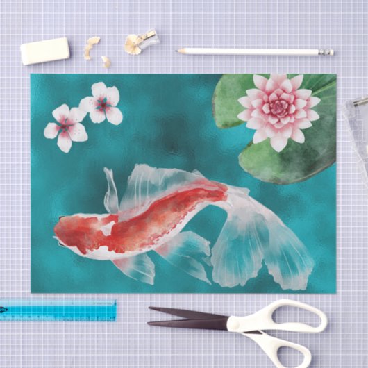 Japanse Koi Fish, Cherry Blossom Japan Tissuepapier (Craft)