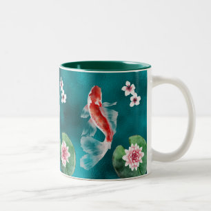Japanse Koi Fish, Cherry Blossom Japan Tweekleurige Koffiemok