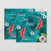 Japanse Koi Fish, Cherry Blossom Weddenschap Save Save The Date (Voorkant / Achterkant)