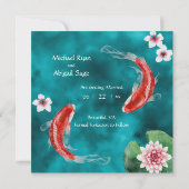 Japanse Koi Fish, Cherry Blossom Weddenschap Save The Date (Achterkant)