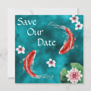 Japanse Koi Fish, Cherry Blossom Weddenschap Save The Date