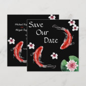 Japanse Koi Fish, Cherry Blossom Wedding Save The Date (Voorkant / Achterkant)