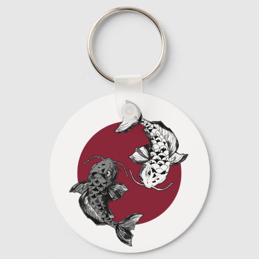 Japanse Koi Fish Circle Sleutelhanger (Voorkant)