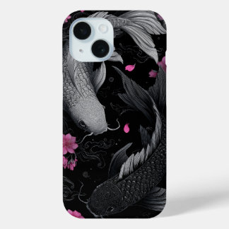 Japanse Koi Fish Donkere modus iPhone 15 Case