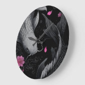 Japanse Koi Fish Donkere modus Grote Klok (Hoek)