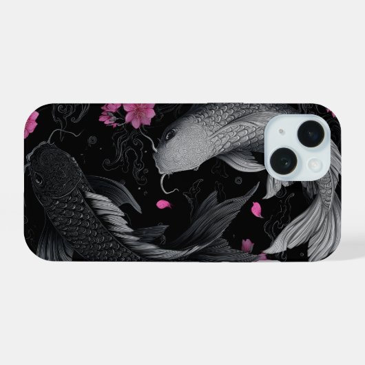 Japanse Koi Fish Donkere modus iPhone 15 Case (Achterkant horizontaal)