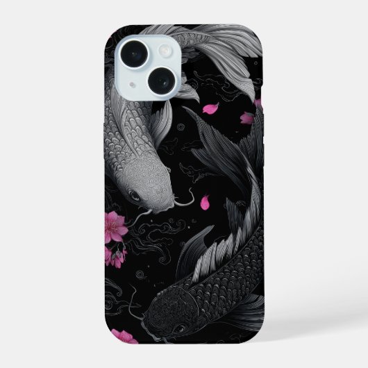 Japanse Koi Fish Donkere modus iPhone 15 Case (Achterkant)