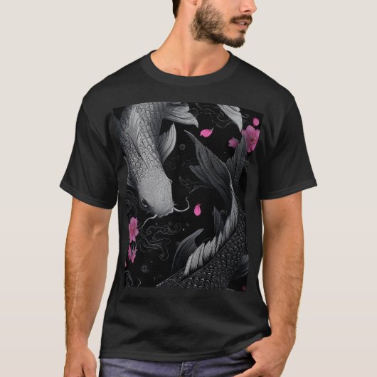 Japanse Koi Fish Donkere modus T-shirt (Voorkant)