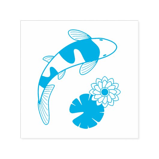 Japanse Koi Fish en Water Lily Zelfinktende Stempel (Design)