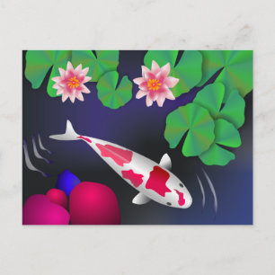 Japanse Koi Fish, Lotus Flowers & Water-lilies Briefkaart