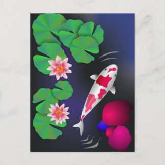 Japanse Koi Fish, Lotus Flowers & Water-lilies Po Briefkaart