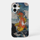 Japanse Koi Fish Moonlit Leap kunstwerk iPhone 16 Hoesje (Achterkant)