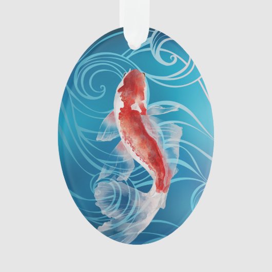 Japanse Koi Fish Oriental Waves Japan Kerstmis Ornament (voorkant)
