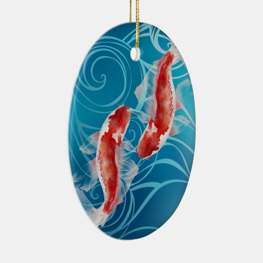 Japanse Koi Fish Oriental Waves - Kerstmis Keramisch Ornament (Rechts)