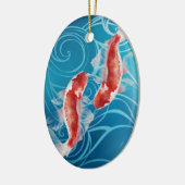Japanse Koi Fish Oriental Waves - Kerstmis Keramisch Ornament (Links)