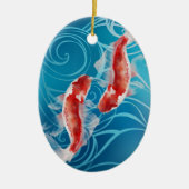 Japanse Koi Fish Oriental Waves - Kerstmis Keramisch Ornament (Voorkant)