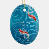 Japanse Koi Fish Oriental Waves - Kerstmis Keramisch Ornament (Achterkant)