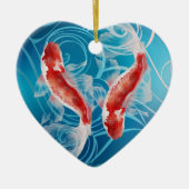 Japanse Koi Fish Oriental Waves - Kerstmis Keramisch Ornament (Voorkant)
