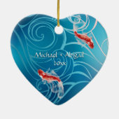 Japanse Koi Fish Oriental Waves - Kerstmis Keramisch Ornament (Achterkant)