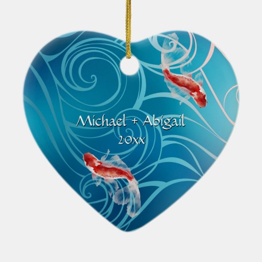 Japanse Koi Fish Oriental Waves - Kerstmis Keramisch Ornament (Achterkant)