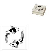 Japanse Koi Fish Pair Rubberstempel (Gestempeld)