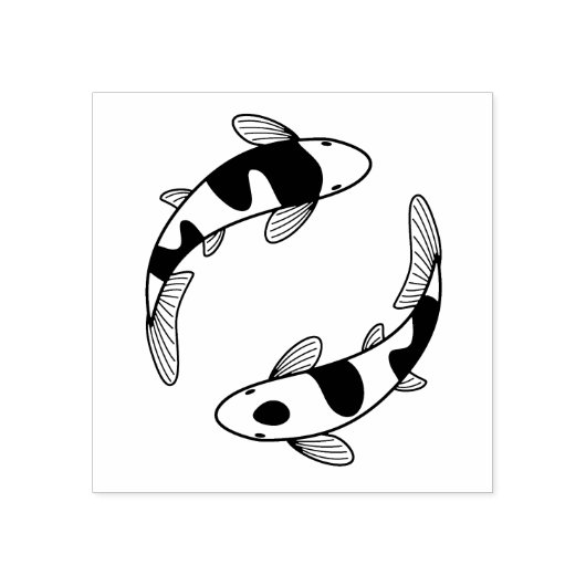 Japanse Koi Fish Pair Rubberstempel (Afrduk)